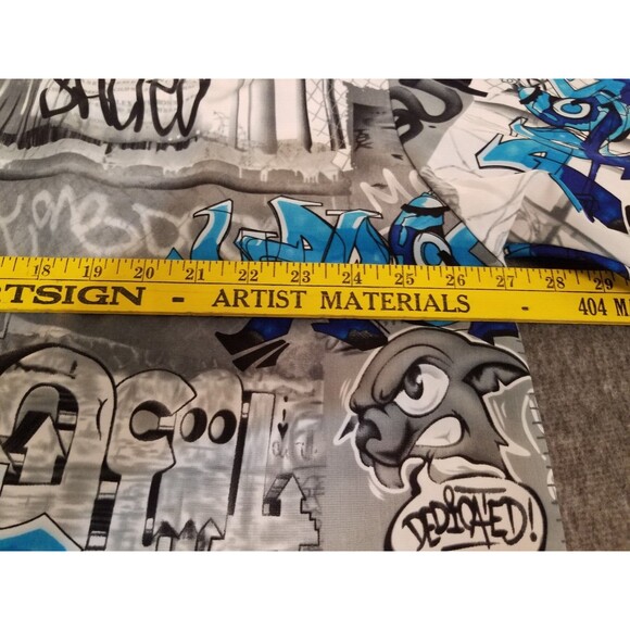 Vintage Up Rock All Over Print Graffiti Button Down Mens Shirt Size 2XL - Picture 6 of 7